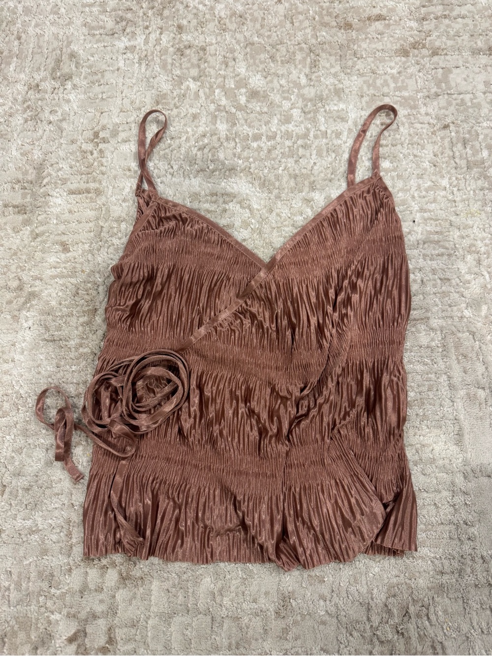 Zara Rusty Rose Ruched V-Neck Camisole